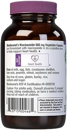 Bluebonnet Niacinamide 500mg Capsules 60