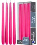 Hyoola 12 Pack Tall Taper Candles - 10 inch Hot Pink - Fuchsia Dripless, Unscented Dinner Candle - Paraffin Wax with Cotton Wicks - 8 Hour Burn Time