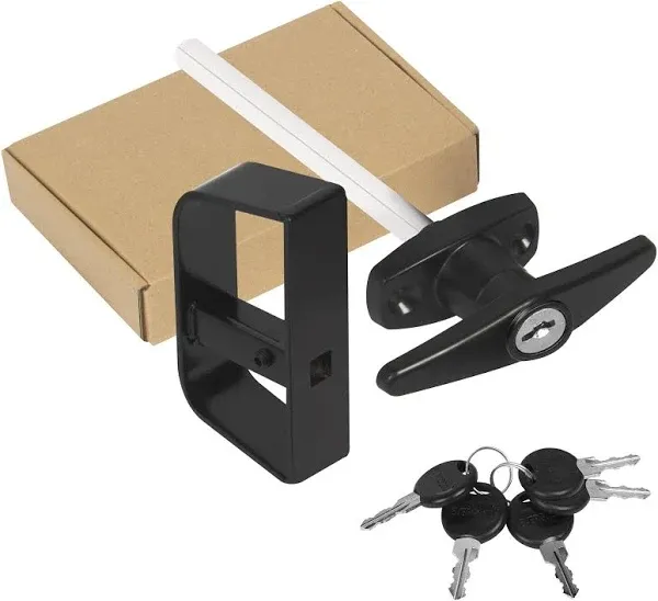 Shed Door Latch T-Handle Lock Kit with 5 Keys, Set 4½&#034; and 5½&#034; Stem Storage Barn