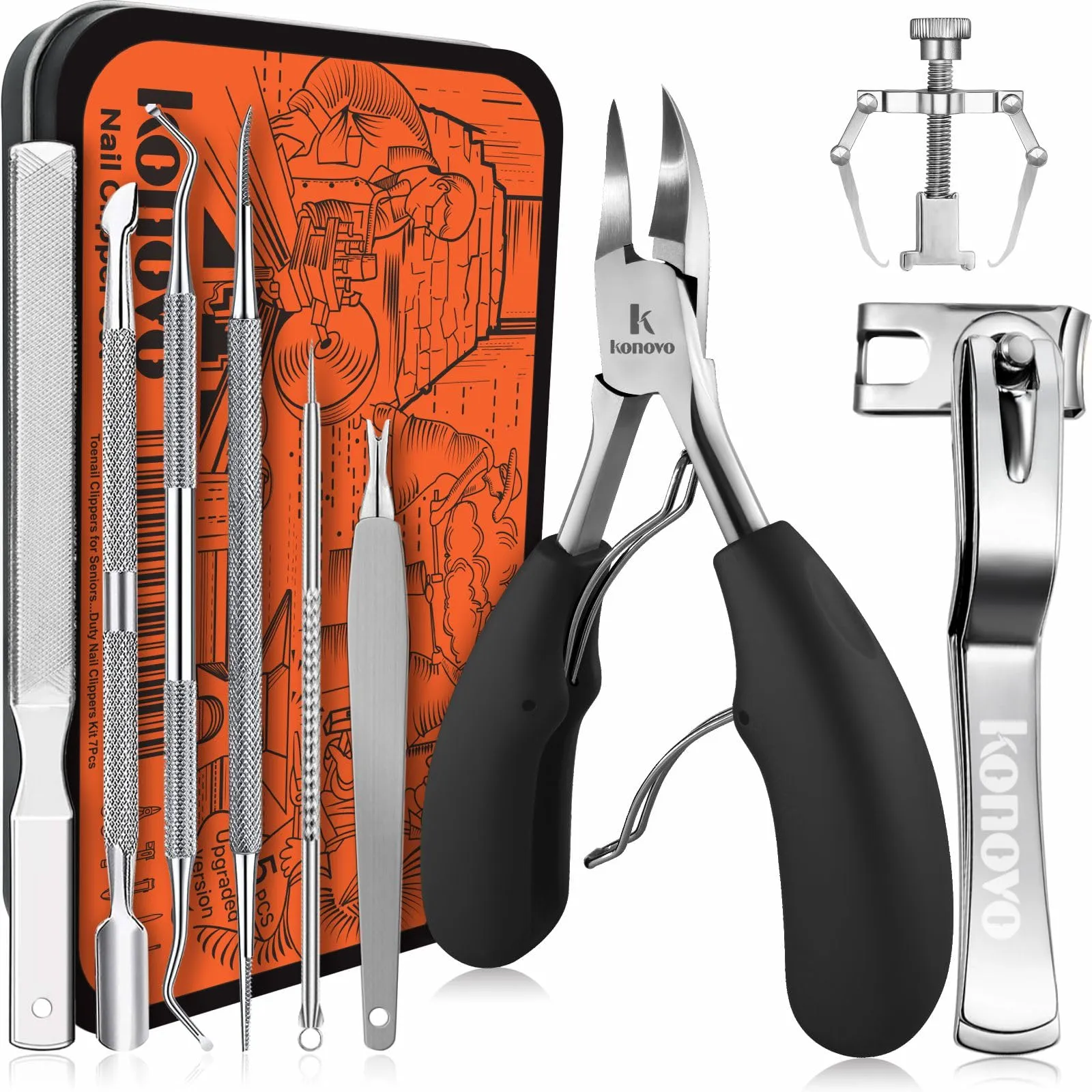 Konovo Ingrown Toenail Tool Kit 9 Pcs, Toe Nail Clippers for Adult and Senior...