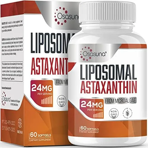 Liposomal Astaxanthin Supplement 24MG, Maximum Absorption, Antioxidant Strong...