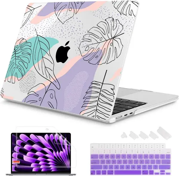 Mektron Designed for 2024/2023 MacBook Air 15 INCH M3 A3114 /M2 A2941 Case, Printed Plastic Hard Shell Cover with 15.3" Liquid Retina Display Touch ID, Abstract Art