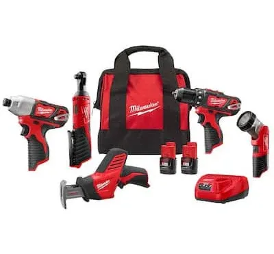 Milwaukee M12 12V Lithium-Ion Cordless 5-Tool Combo Kit w/SHOCKWAVE IMPACT DUTY Bit Set