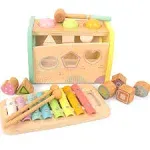 Hammering Pounding Wooden Toy Xylophone Shape Sorter Montessori Gift Ages 1-3