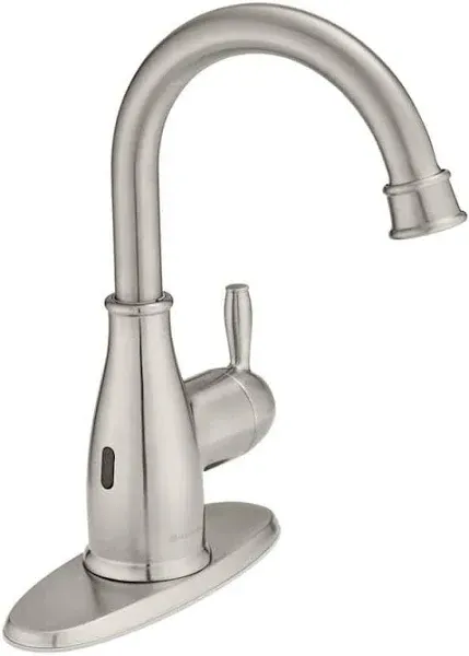 Mandouri Single Hole Single-Handle Touchless High-Arc Bathroom Faucet in Brushed Nickel