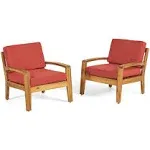 Noble House Grenada Outdoor Acacia Wood Club Chairs