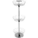 Three Tier Revolving Shoe Tree Orgainzer Rack with Chrome Finish by Lavish Home, Silver