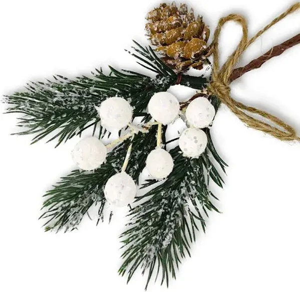 Christmas Pine Branches, Berries & Cones - 8pcs Floral Picks for Xmas Wreaths, Garlands & Decorations