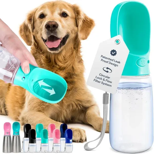 Malsipree Dog Water Bottle, Leak Proof Portable Puppy Water Dispenser with Drink