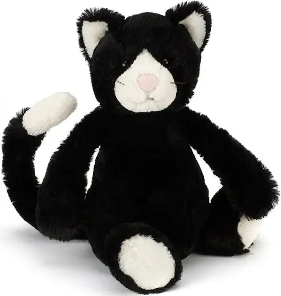 Jellycat 12” Bashful Black &amp; White Kitten Plush Medium Stuffed Animal Toy NWT