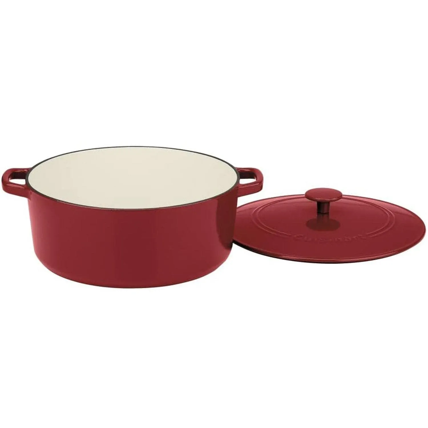 Cuisinart CI670-30CR Enameled Cast Iron 7-Quart Round Covered Casserole, Red