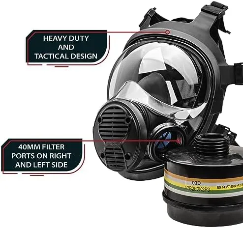 NB-100 Tactical Gas Mask - Full Face Respirator with 40mm N-B-1 Defense Filter