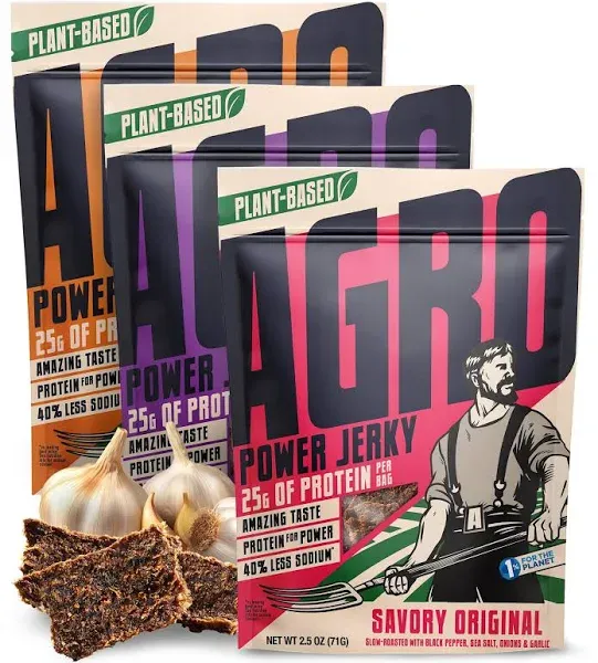 AGRO POWER Vegan Jerky Variety Pack - Mouthwatering-<wbr/>Flavor Plant-Based Jerky ...