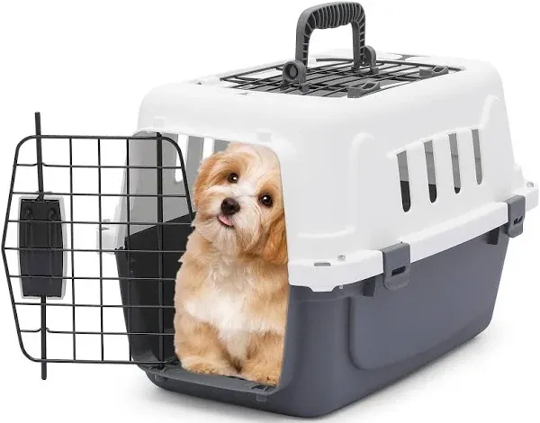 Monibloom 2-Door Top Loading Cat Carrier, Plastic Dog Crate Hard-Sided Dog Travel Carrier for Small Dogs and Cats, Ventilation and Security