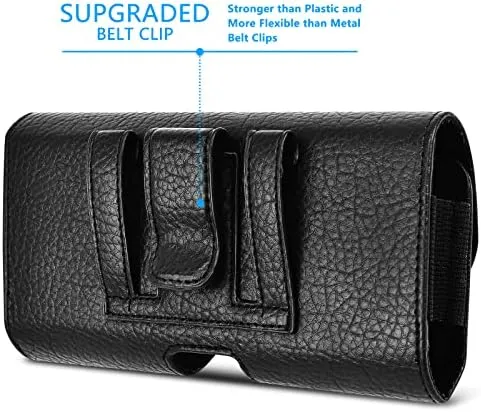 Leather Cell Phone Holster Belt Loop Phone Belt Holder for Men Carrying Phone Pouches Wallet Black for iPhone 14 13 12 1114Pro 13Pro 12 Pro Samsung Motorola (Swivel Holster for 2 Phone)