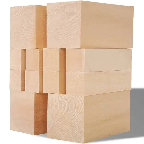 10 Pack Unfinished Basswood Carving Blocks Kit, Rectangular Wooden Blocks for DIY Carving, Crafting and Whittling for Adults Beginner and Experts(6 x 1 x 1 inch, 6 x 2 x 2 inch)