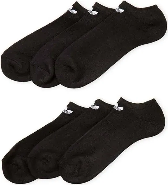 adidas Mens No Show Athletic Socks 6 Pack Black Originals