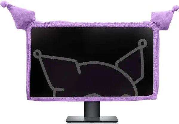 23'' - 34'' Computer Monitor Protective Cover with Cat Ear Design, Cute Monitor Dust Cover with Furry Design, Elastic Dustproof, Suitable for PC, Tablet, TV