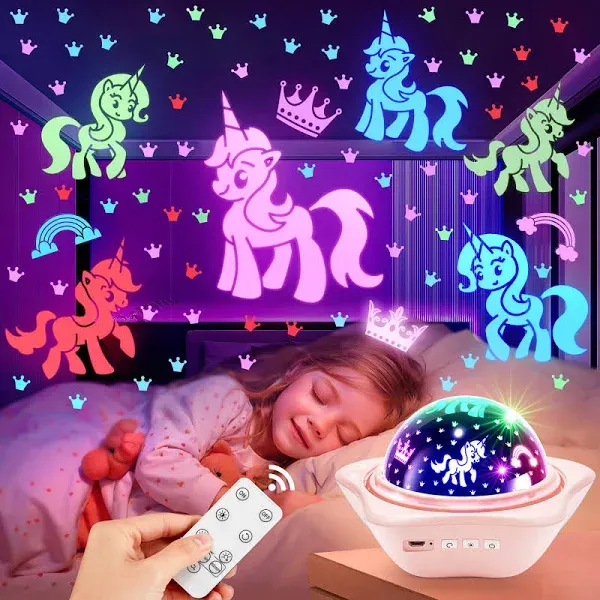 Night Light for Kids,90 Lights Unicorn Night Light Projector,360° Silent Kids...