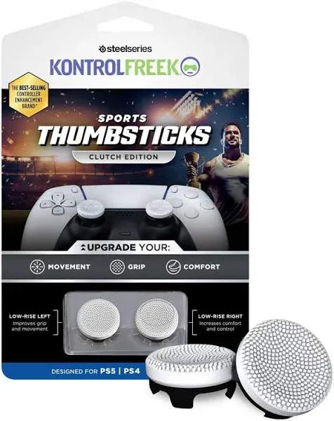 KontrolFreek Clutch for PlayStation 5 (PS5) and PlayStation 4 (PS4) Controller | Performance Thumbsticks | 2 Low-Rise Concave | Black & White