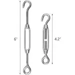 Hedume 12 Pack M4 Hook &amp; Eye Turnbuckle for Cable Wire Rope Tension, 304 Stainle