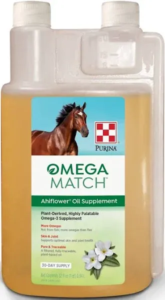 Purina | Omega Match Ahiflower Oil Horse Supplement | 1 Gallon (1 GAL) Bottle