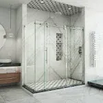 DreamLine SHEN-6132602-07 Enigma-XO 32 1/2" D x 56 3/8-60 3/8" W x 76" H Frameless Shower Enclosure in Brushed Stainless Steel