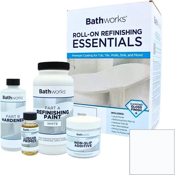 Tub Tile Sink Refinishing Kit w/ Non-Slip Protection White / High Gloss 1 Pint