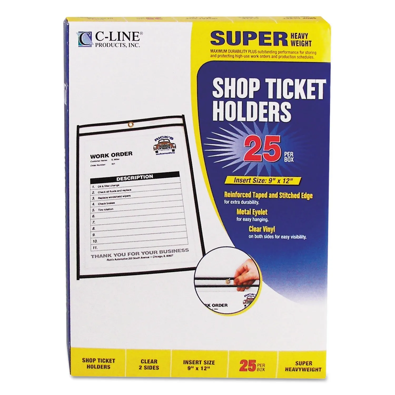 Shop Ticket Holders, Stitched, Both Sides Clear (25 Box)