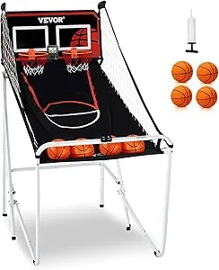 VEVOR Basketball Arcade Game Indoor, 2 Player Indoor Basketball Game, Home Dual Pop- A-Shot Sport with Balls, 8 Game Modes, Electronic Scoreboard, and Inflation Pump, for Kids, Adults