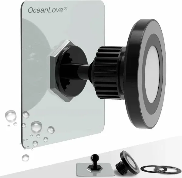 OCEANLOVE for MagSafe Wall Mount Magnetic Phone Holder, Self-Adhesive, Rotatable Ball, Waterproof, Compatible with iPhone 16/15/14/13/12 and All Phones, Shower Mirror Car Gym Bathroom Kitchen