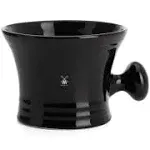 MÜHLE Black Porcelain Platinum Rim Shaving Mug – Shave Dish Accessory for Soaps and Creams, Modern Black Design