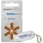 Power One Hearing aid Batteries Size 312 - p312 Battery for Hearing aid, Long-Lasting. Mercury-Free 1.45v zinc-air Hearing aid Batteries. (120 Batteries + Free Clip ‘n go Slide Zipper Pouch)