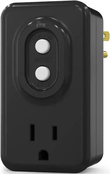 AIDA GFCI Adapter, 15 AMP Single Outlet Grounded 3-Prong GFCI Adapter, for Indoor Use with Auto Reset, UL Listed, Black, 1 Pack