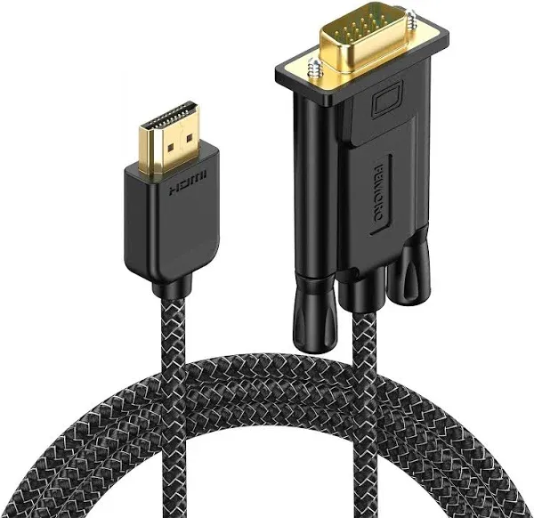 FEMORO HDMI to VGA Cable 6 Feet Male to Male Braided Cord 1080P@60Hz for Monitor