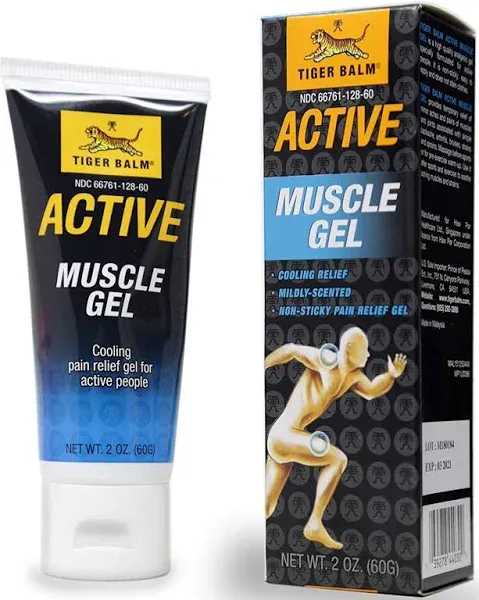 Tiger Balm Active Muscle Gel, 2 oz. – Relief for Muscle Soreness – Topical Gel for Sprains – Joint & Muscle Gel – Non-Greasy Gel – Post-Workout Relief