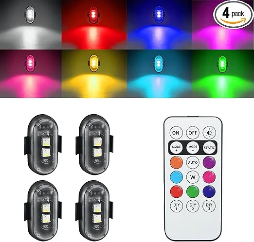 Wireless Led Strobe Lights with Remote, Anti-Collision Light USB Multicolor 