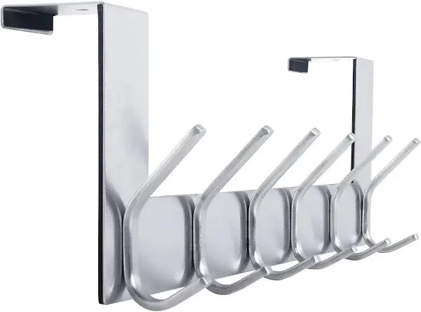 WEBI Over The Door Hook,Door Hanger:Over The Door Towel Rack,6 Peg Door Hooks for Hanging,Door Coat Hanger Over The Door Coat Rack for Towels,Clothes,Behind Back of Bathroom,White