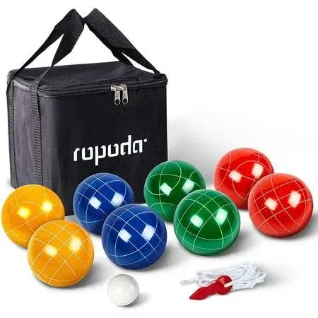 ropoda 90mm Bocce Ball Set with 8 Balls, Pallino, Case and Measuring Rope... 