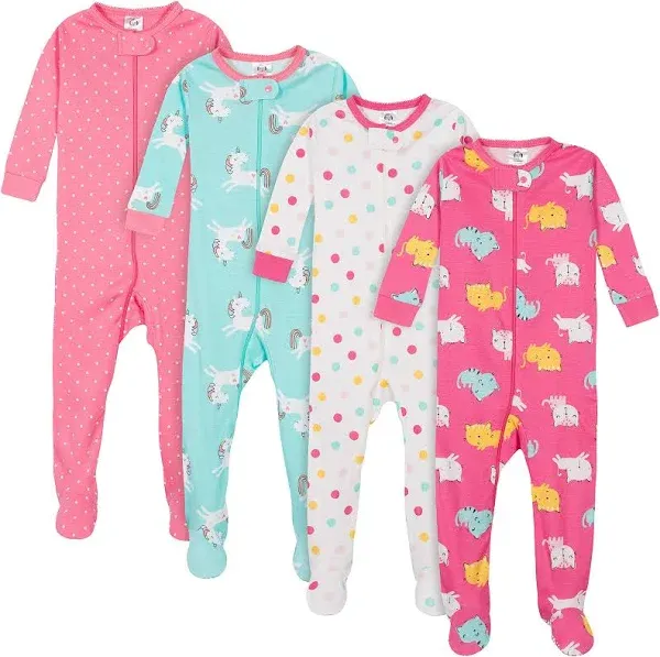 Gerber Baby & Baby Neutral Snug Fit Footed Cotton Pajamas 4-Pack