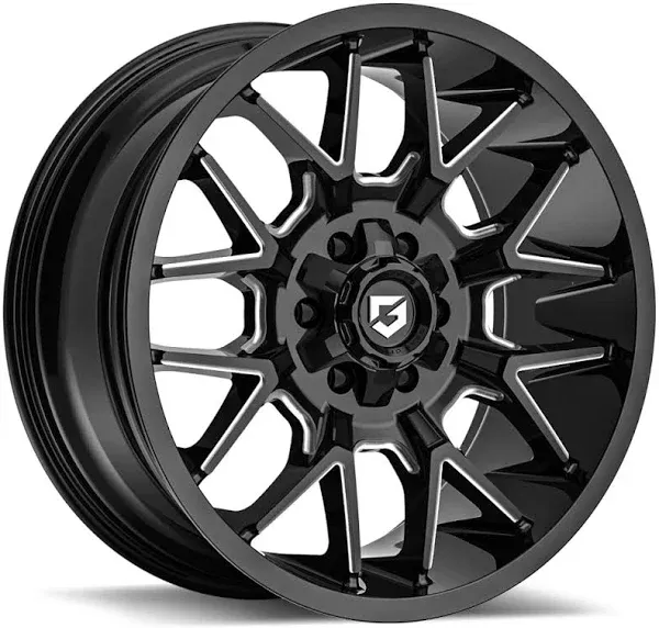 1 X Gear Off Road 768B 20X9 8X170 125.2 Hub +18 Offset Black Wheel Rim