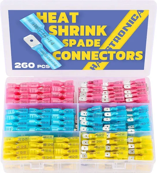 Haisstronica 260PCS Heat Shrink Spade Connectors-Ele<wbr/>ctrical Wire