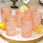 Kate Aspen Vintage Textured Rose Gold Striped Drinking Glasses