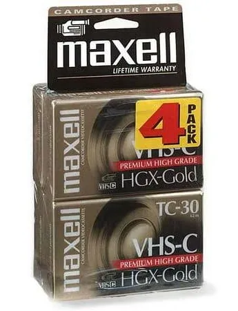 Maxwell Camcorder Cassette 4 Pack VHS-C Premium High Grade HGX-Gold New