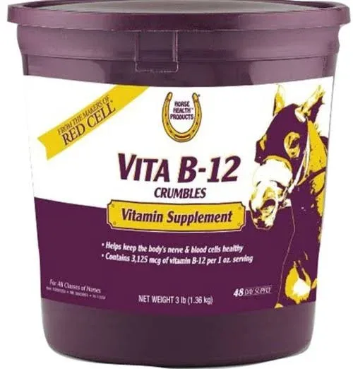 Horse Health Vita B-12 Crumbles Supplement for Horses, Supports red Blood Cell Production for Peak Performance, 3 pounds, 48 Day Supply