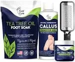 Foot Cure Foot Care Exfoliator & Callus Remover Pedicure Set - Includes Foot File for Dead Skin, Tea Tree Oil Foot Soak Salts, Urea Cream 40 Percent