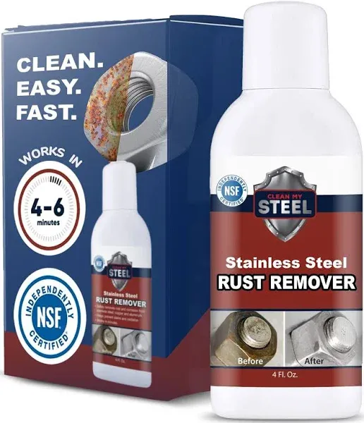 Stainless Steel Rust Remover & Cleaner, NSF Approved Safe for Food Areas. Non-Toxic Stainless Steel Cleaner for Appliances is Perfect for Rust Stains, Your Fridge, Best Knife or Pan & more (4 oz)