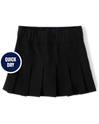 Girls Uniform Quick Dry Pleated Skort - Black