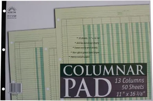 Norcom Columnar Pad 13 Columns 11 x 16.375 Inches