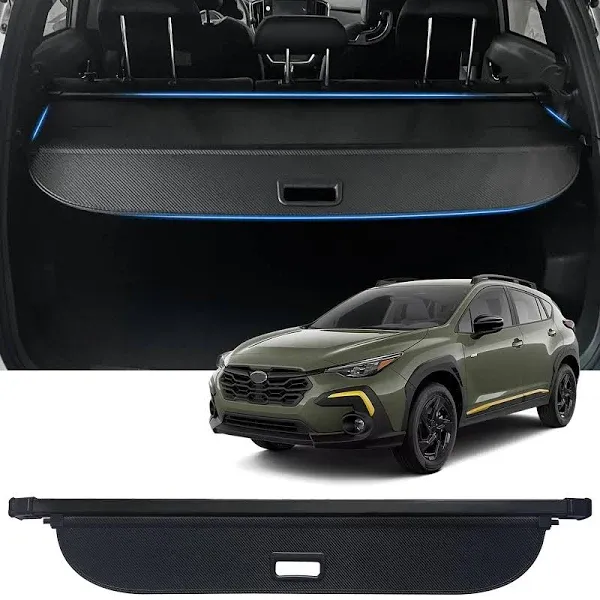 AUXMART Retractable Cargo Cover for 2024 Subaru Crosstrek Accessories, Carbon Fiber Texture Rear Trunk Cargo Cover Security Cover Shielding Shade for Subaru Crosstrek 2024